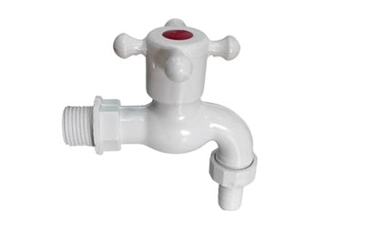 TAP PLASTIC 1/2 X 1/2 WHITE BLOSSOM HANDLE