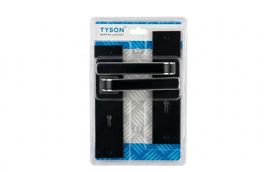 .TYSON LOCKSET PLS04 8" BLACK 2TONE HANDLE