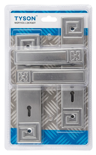 .TYSON LOCKSET PLS06 8" SILVER EMBOSSED HANDLE (D)